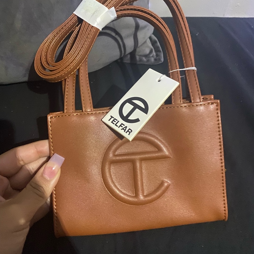 Small tan Telfar bag